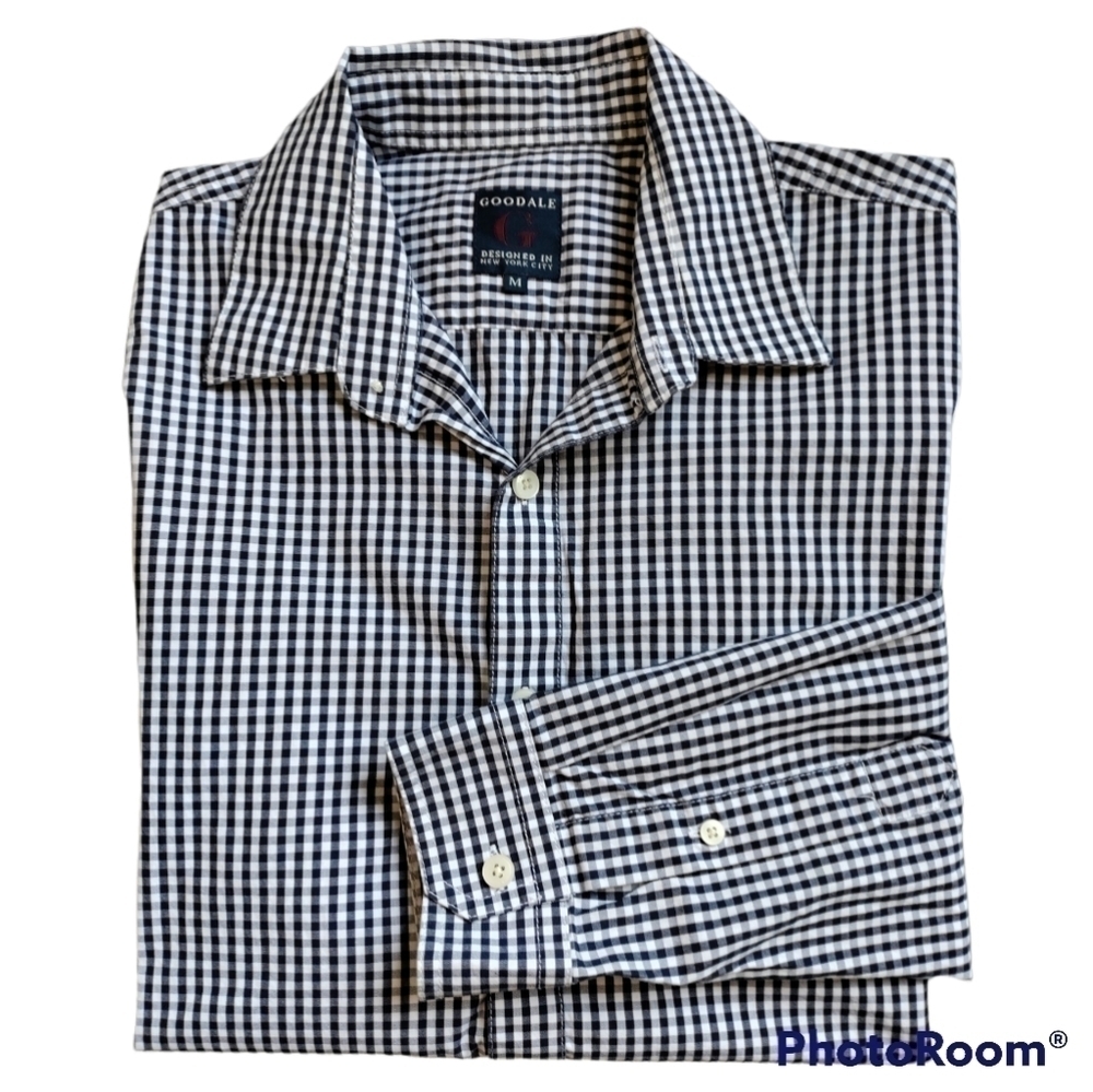 Goodale blue collared button front long sleeve shirt mens medium